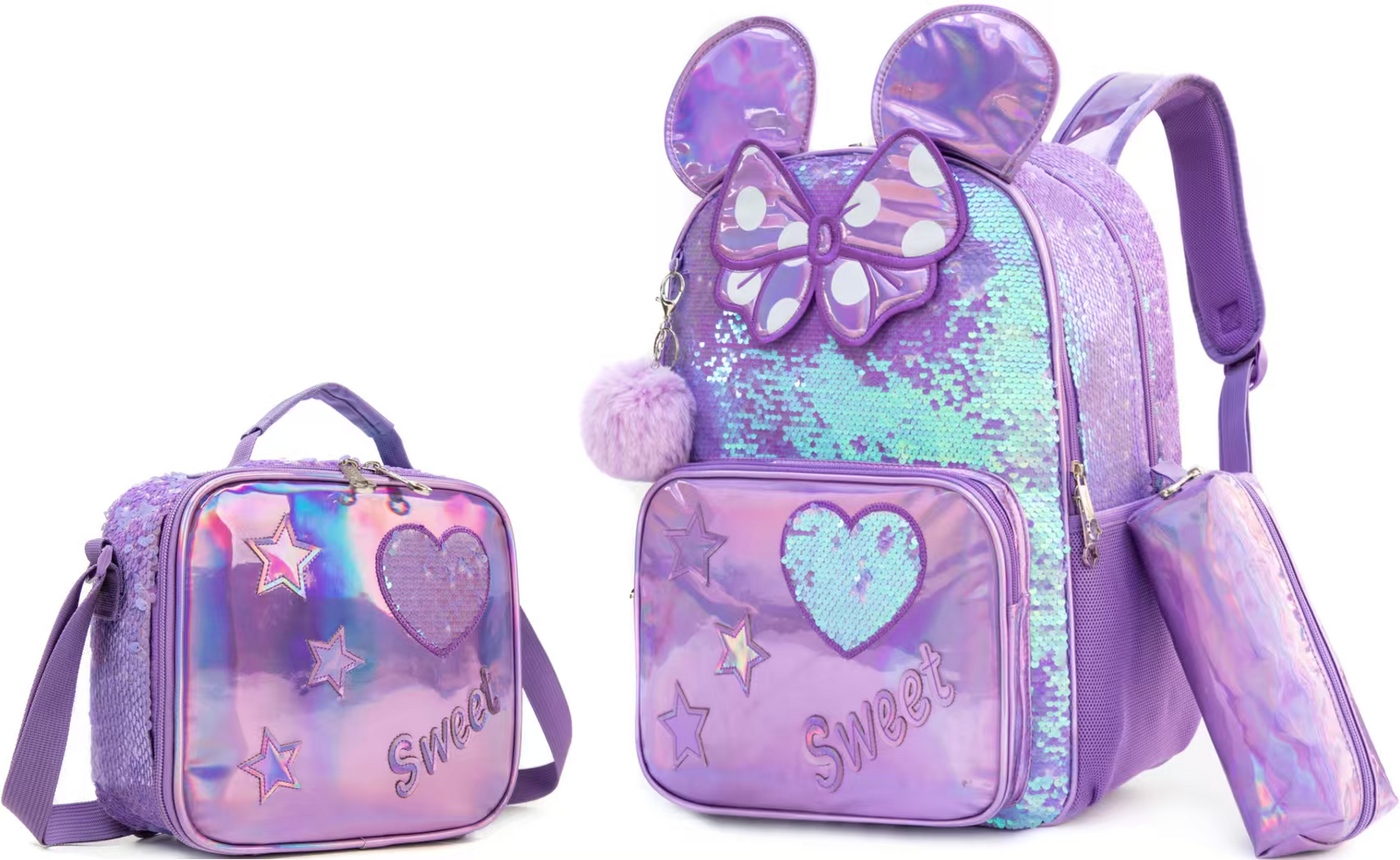Sweet Sparkle purple Minnie 3-Piece Backpack Set