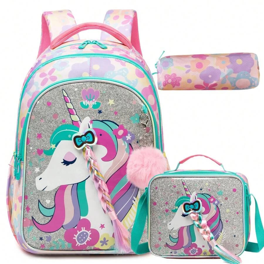 Magical Unicorn 3-Pieces Sparkle Backpack set