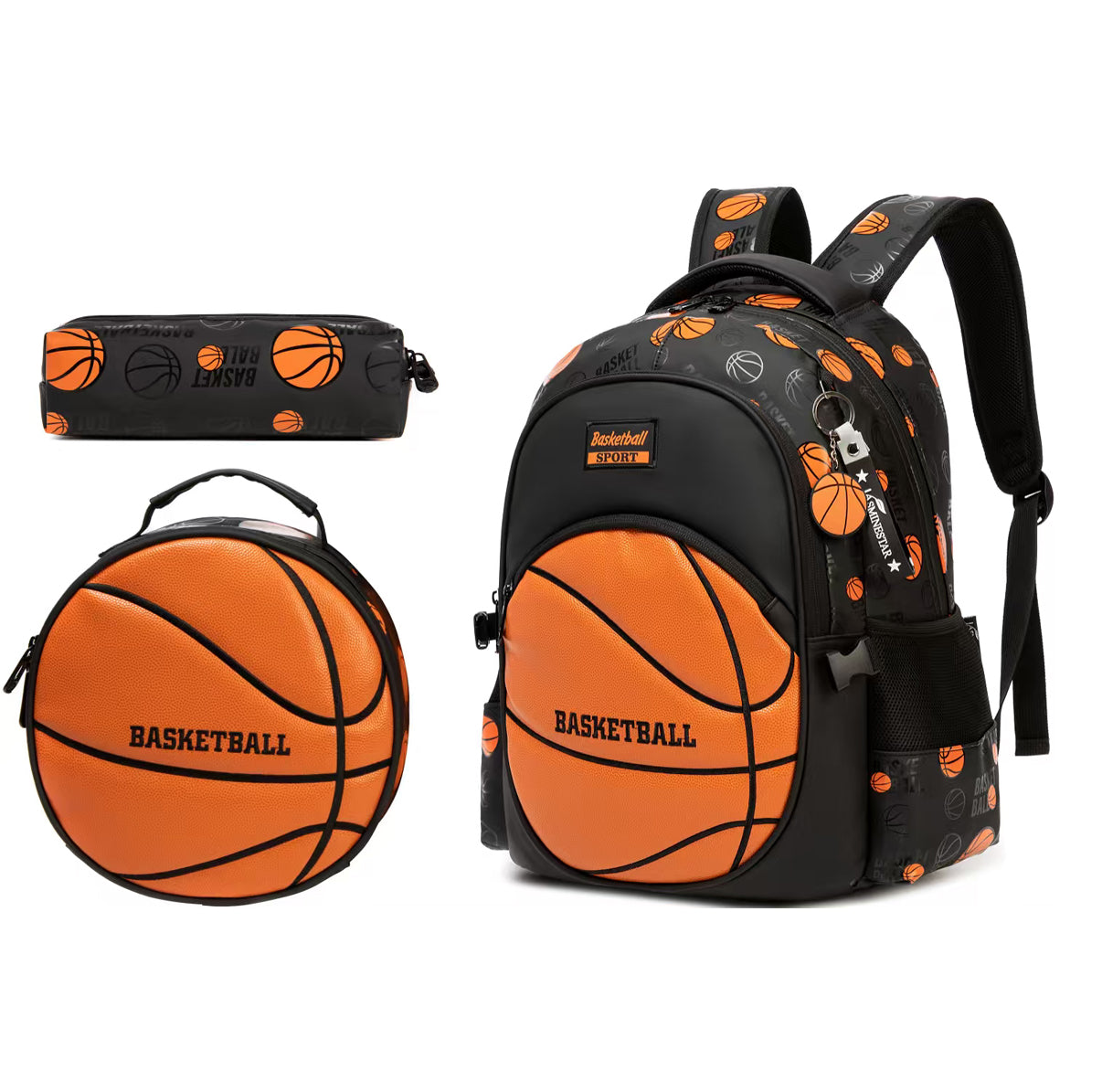 Slam Dunk Orange 3-Piece School Backpack Set
