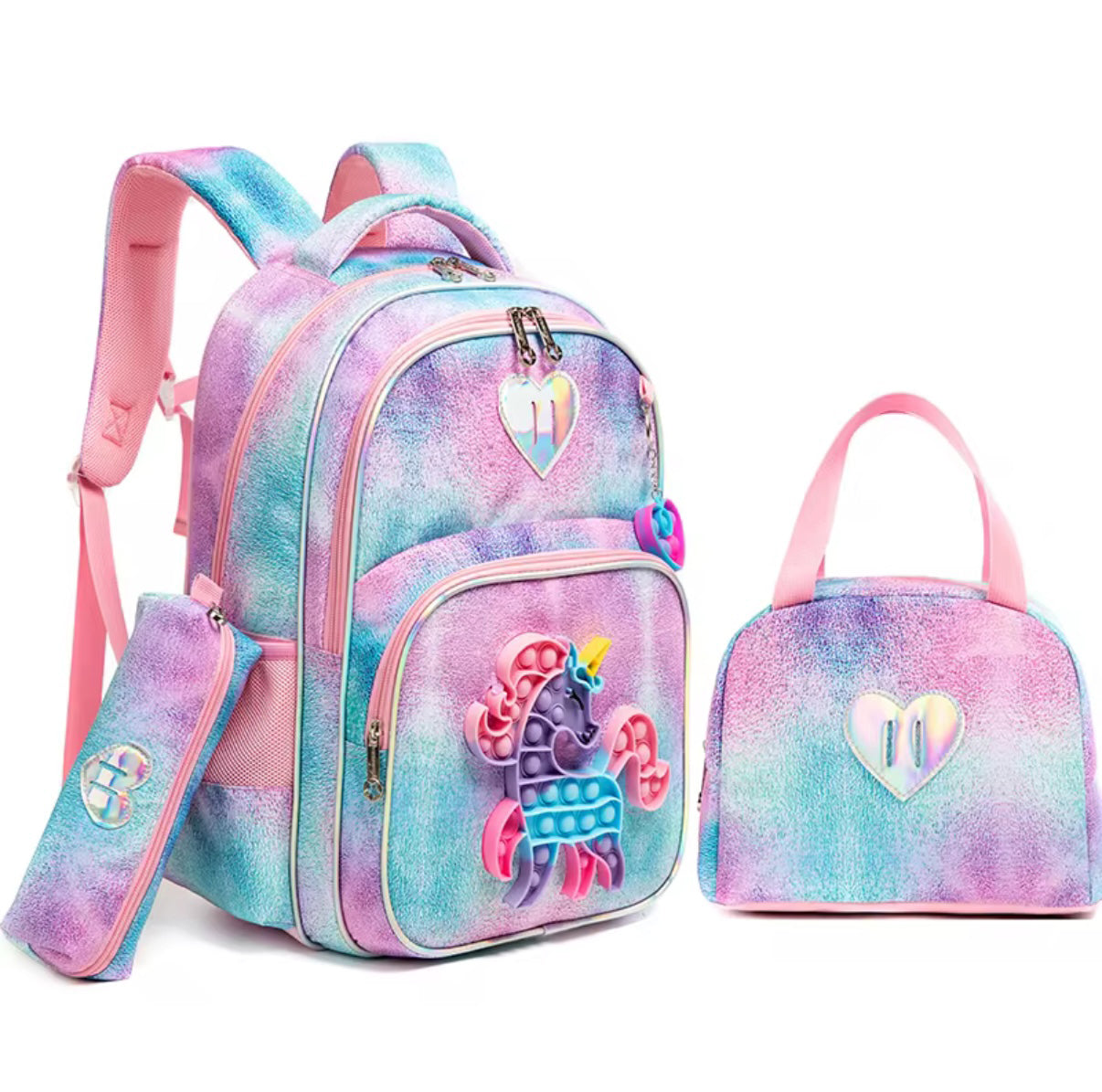Magical Unicorn Pop-it 3-Piece Purple Backpack Set